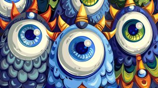 Cheerful Cute Evil Eye AI Desktop Background