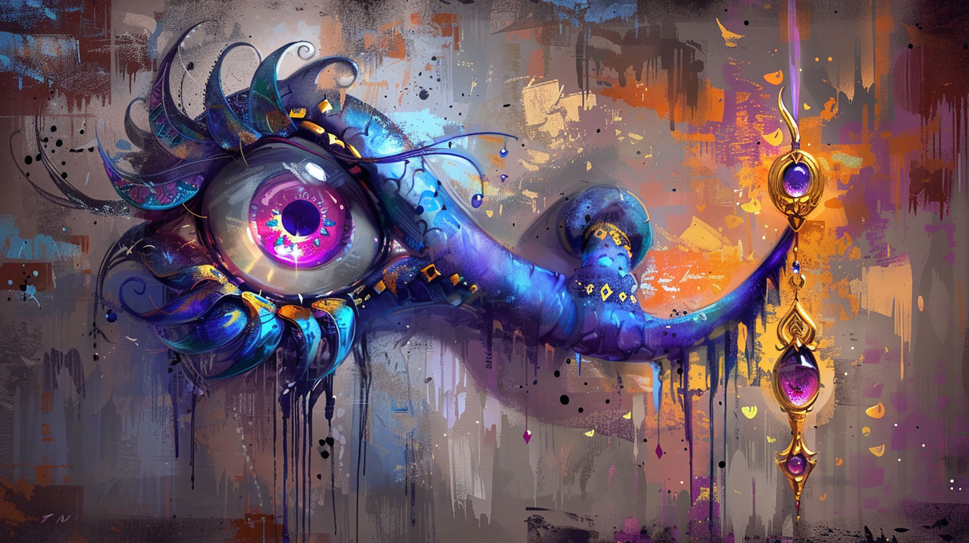 Playful Cute Evil Eye AI Digital Background