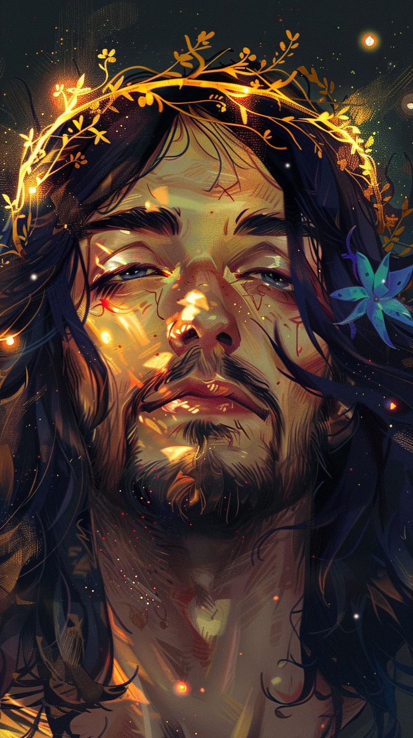 Free cute Jesus Christ AI iPhone wallpaper download