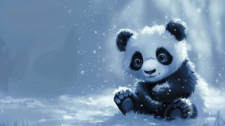 Delightful Little Panda Digital Wallpaper