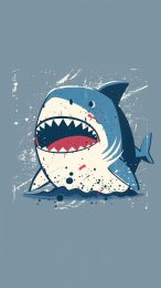 Playful Cartoon Shark iPhone Wallpaper