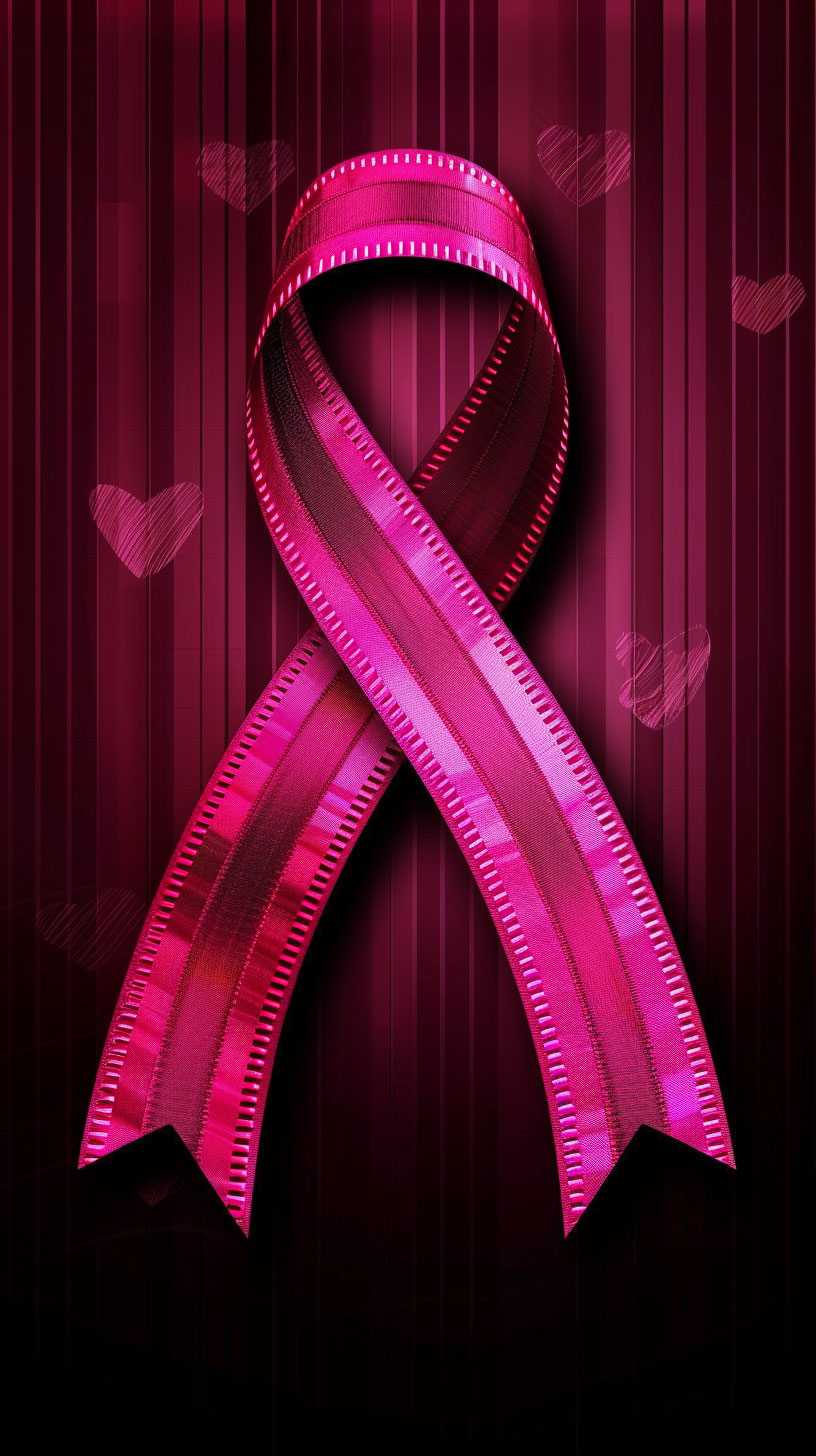 Cheerful Pink Ribbon Mobile Wallpaper