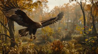 Golden Eagle Hunt: AI Image for Desktop