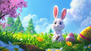 HD Easter Bunny AI Image: Festive Desktop Background