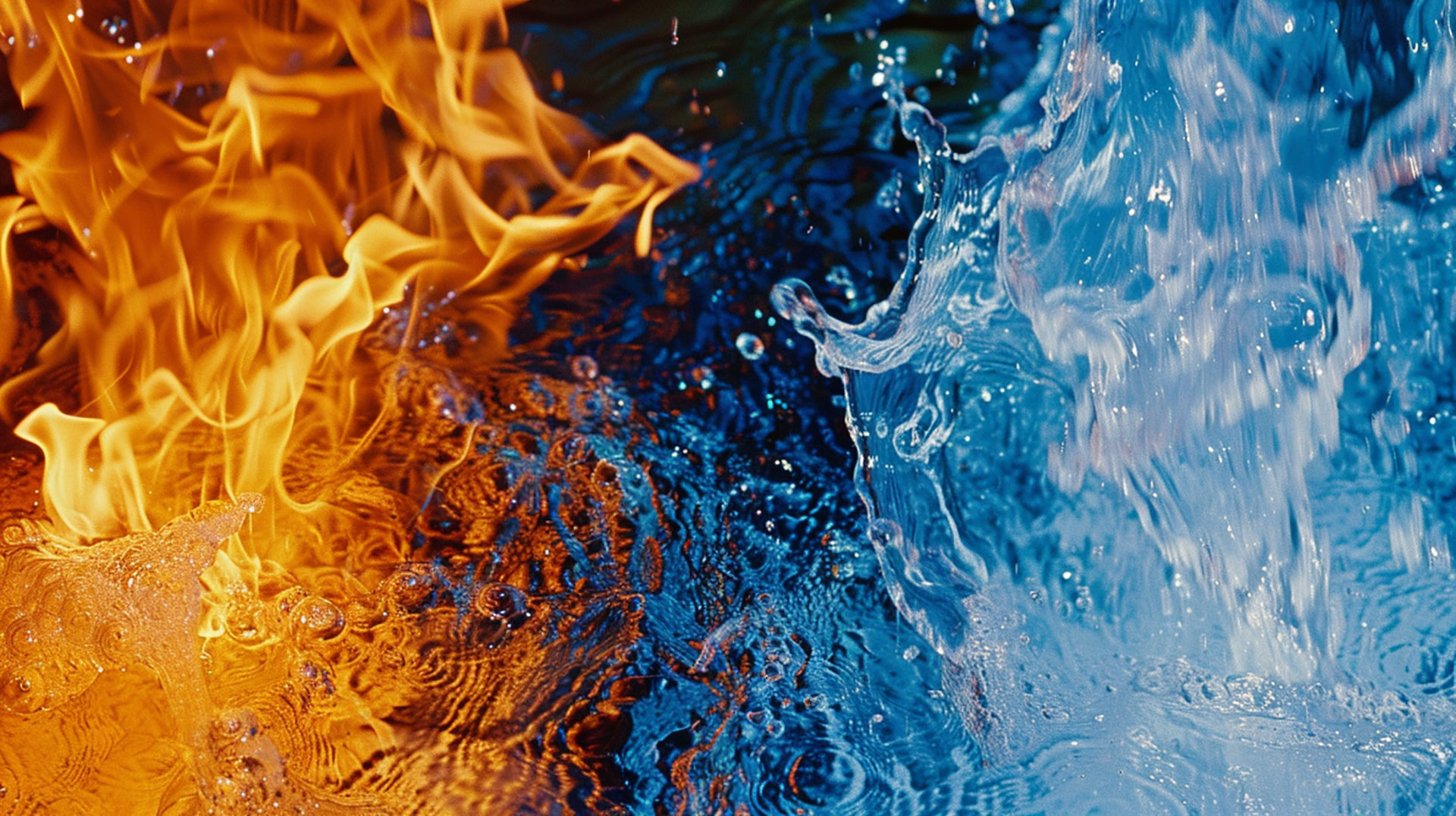 Ultra HD Fire and Water Image: Elemental Desktop Fusion