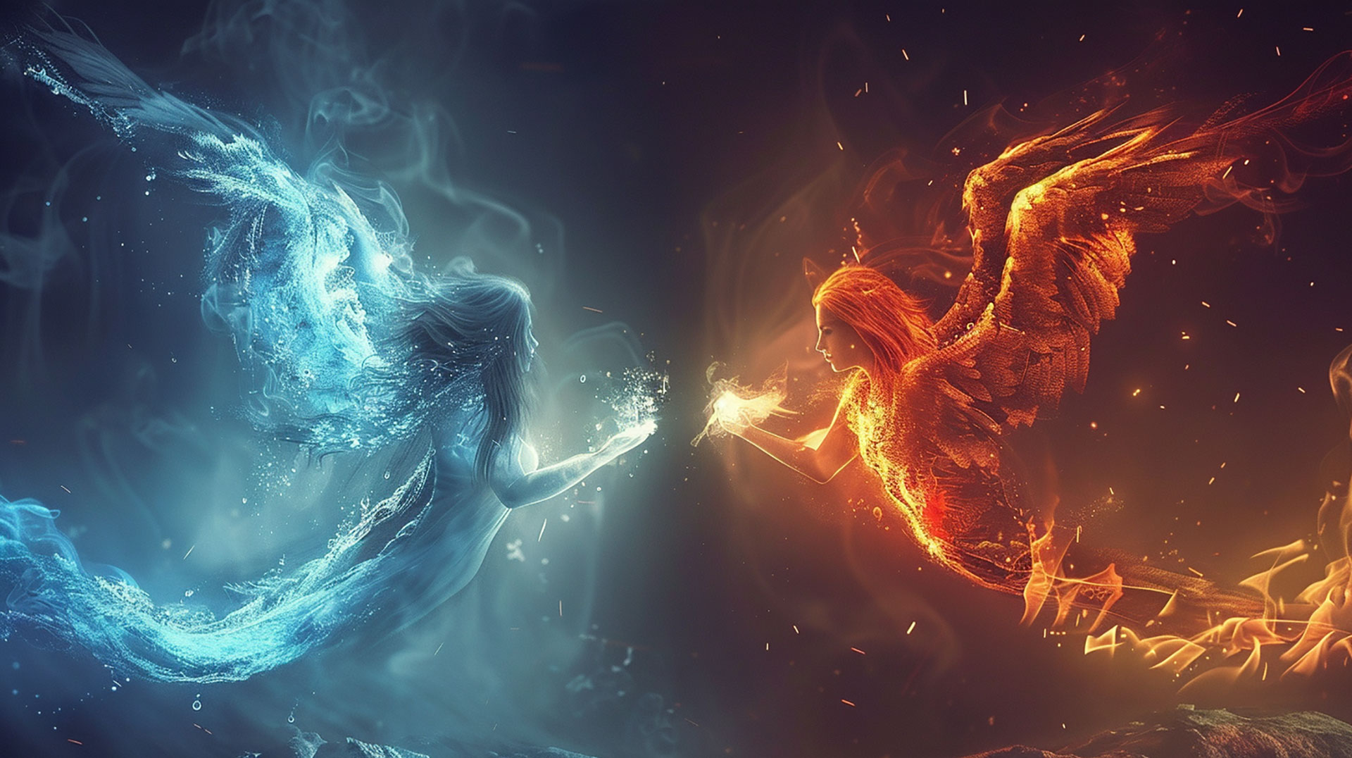 Fire and Water: 4K Ultra HD Desktop Elemental Clash