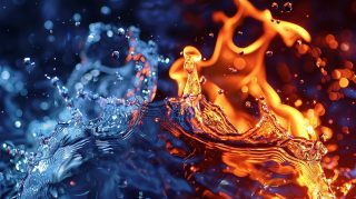 Fire and Water AI Image: 16:9 HD Desktop Fusion