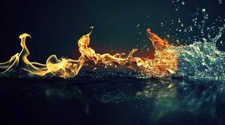 HD Fire and Water Image: Dynamic Desktop Contrast