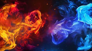 Digital Fire and Water Wallpaper: Elemental Desktop Harmony