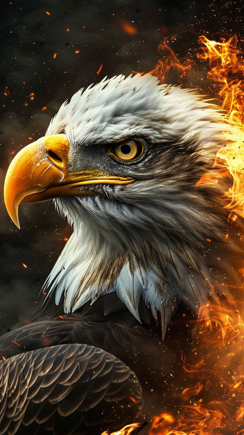 Blazing Wings: Fire Eagle Desktop Background