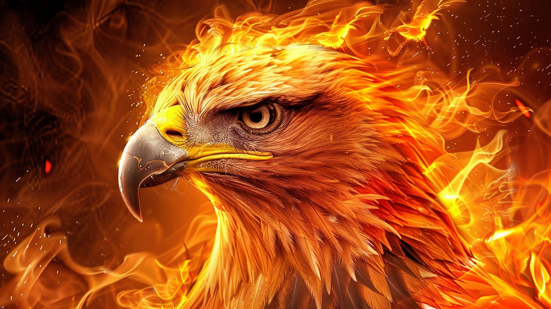 Flaming Majesty: 8K Eagle Image for Desktop