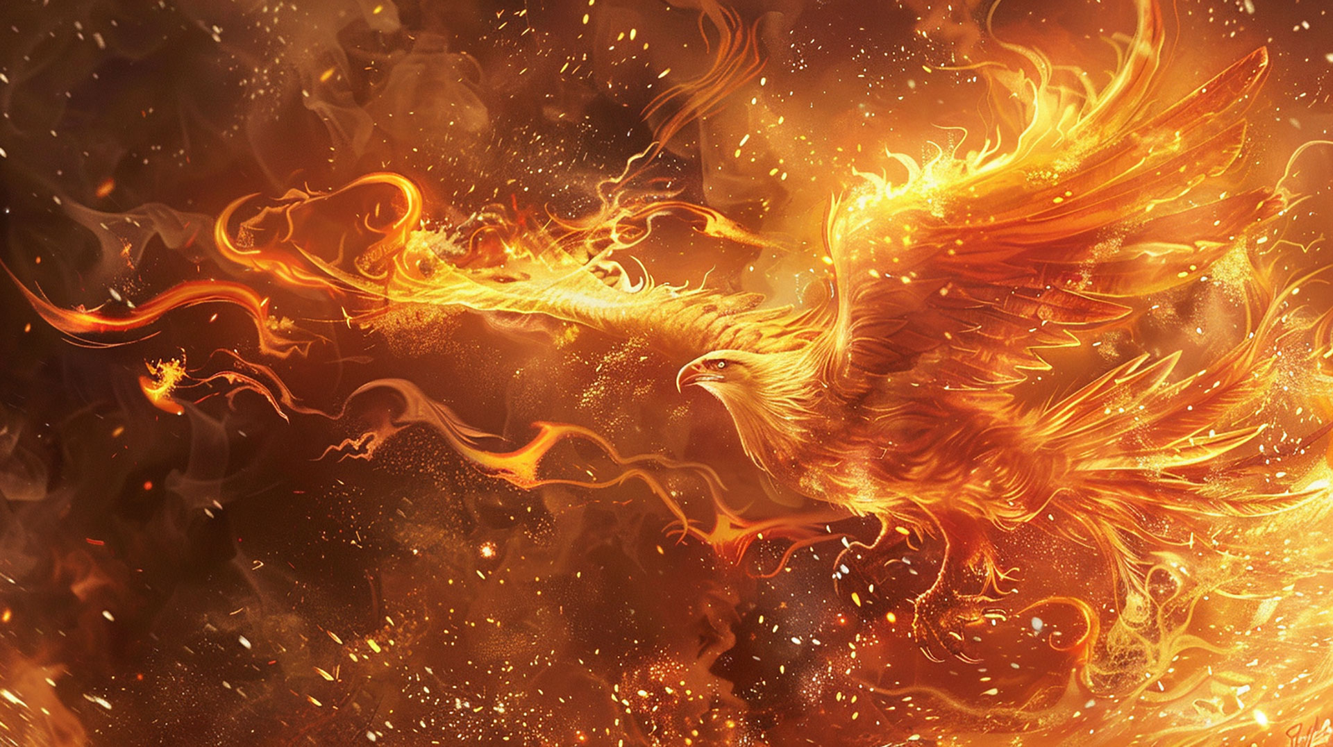 Blazing Eagle: Fiery HD Wallpaper for Desktop