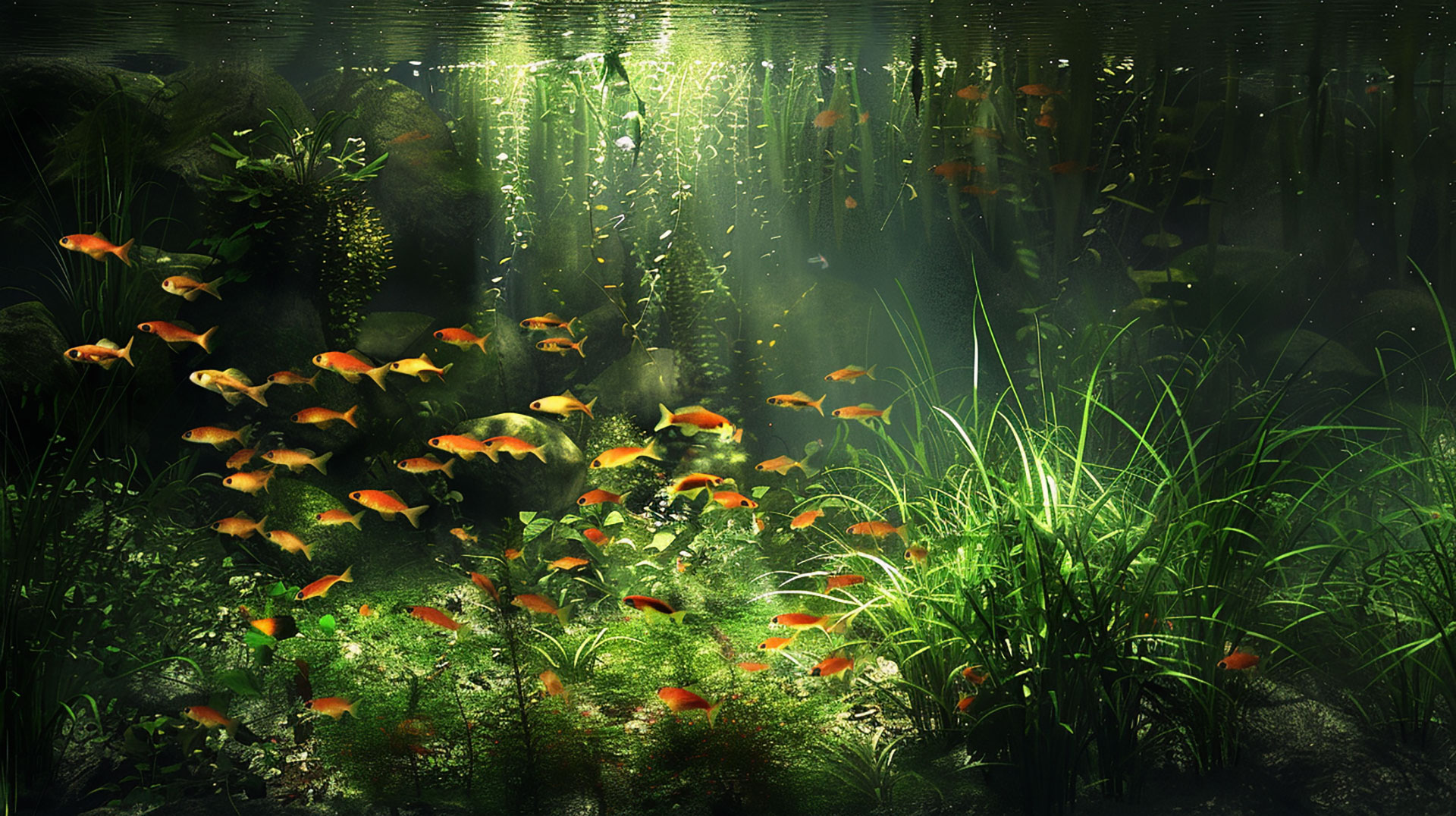 Serene Fish Tank AI Wallpaper Scenes