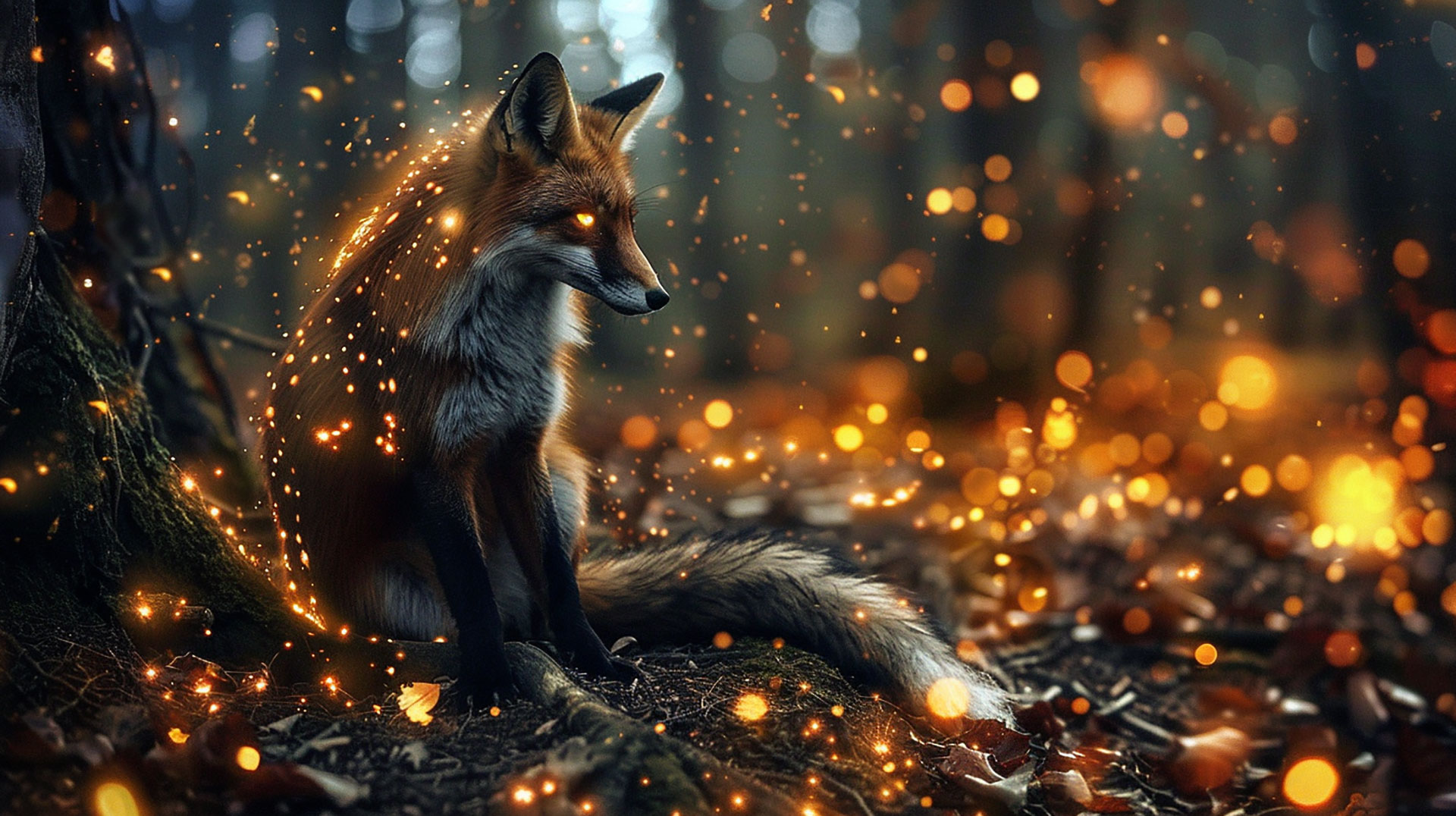 Majestic Fox AI Image Digital Background