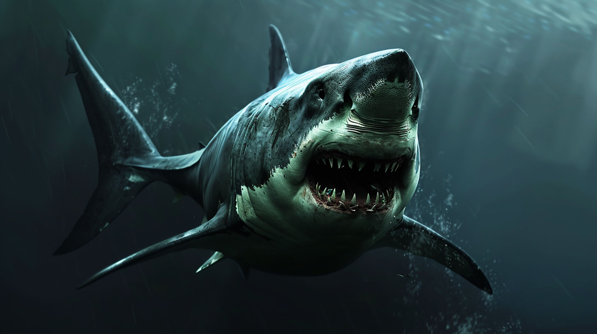 Powerful Presence: Great White Shark Desktop Background