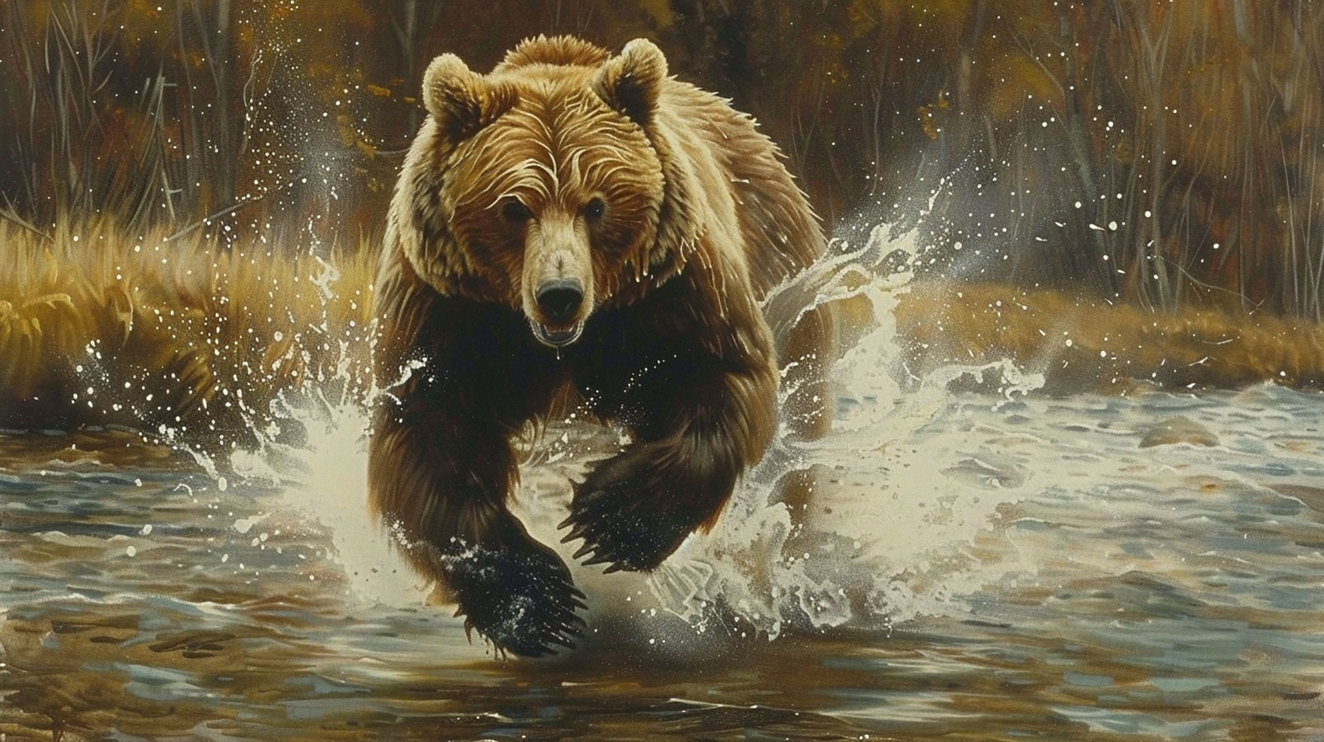 Majestic Guardian: Grizzly Bear Dominating Your Desktop