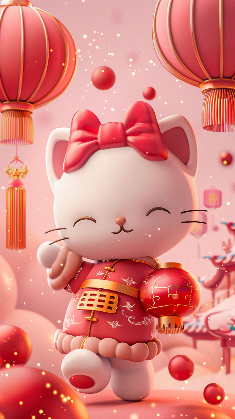 Hello Kitty Red Envelope Mobile Wallpaper