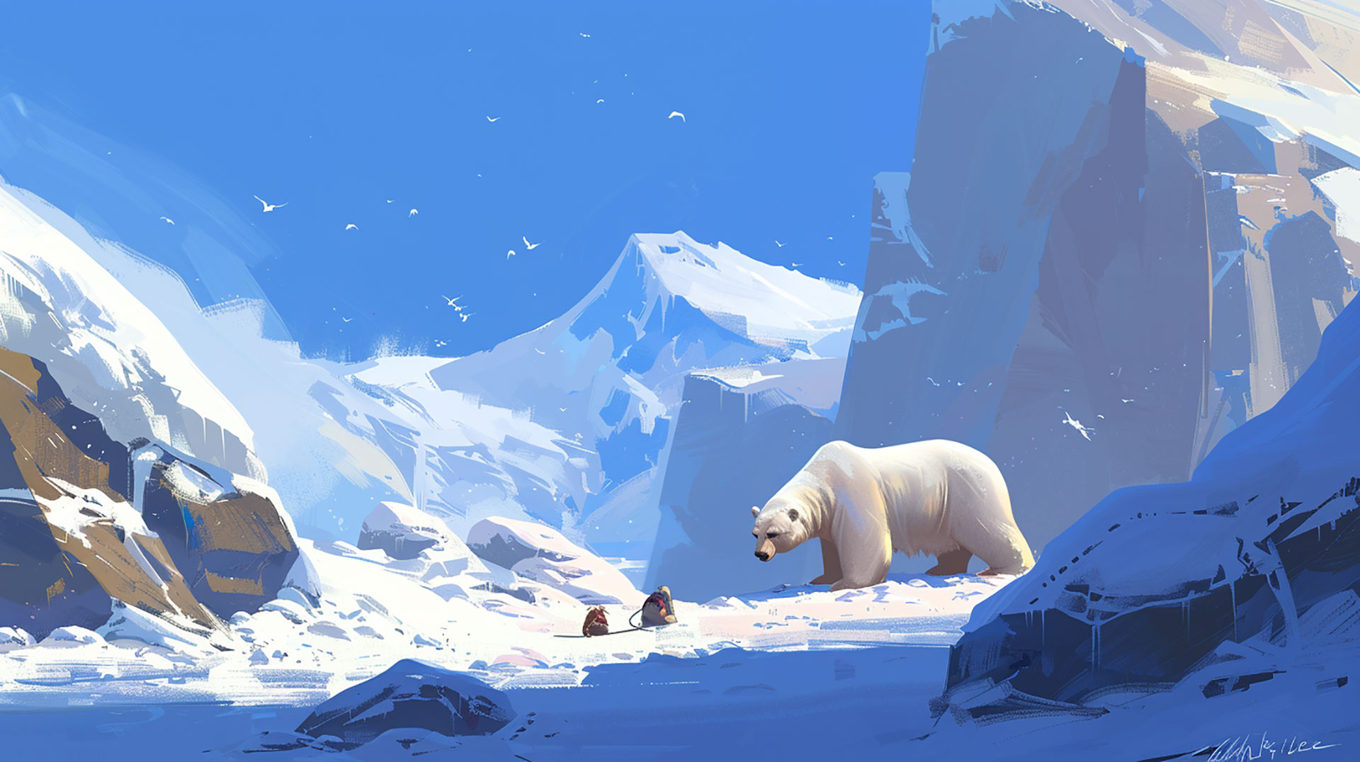 Ice Bear Family AI Image Desktop Wallpaper