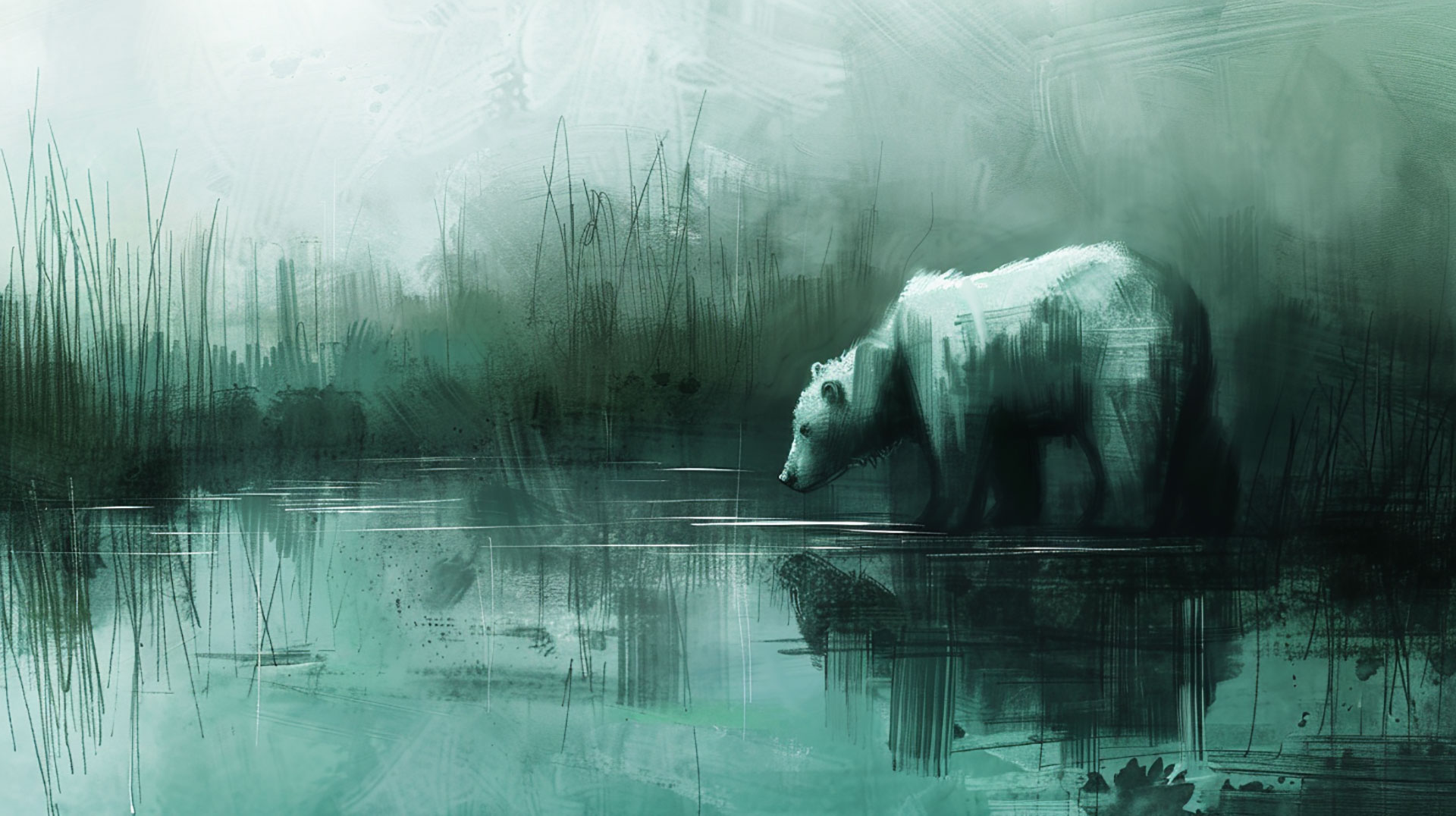 Ice Bear in Snow AI Image HD Wallpaper