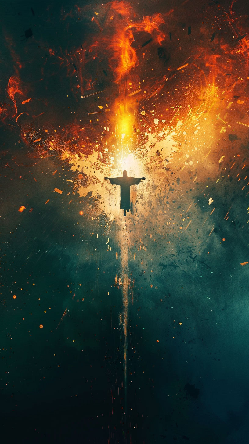 Celestial Jesus Christ AI iPhone wallpaper in 4K