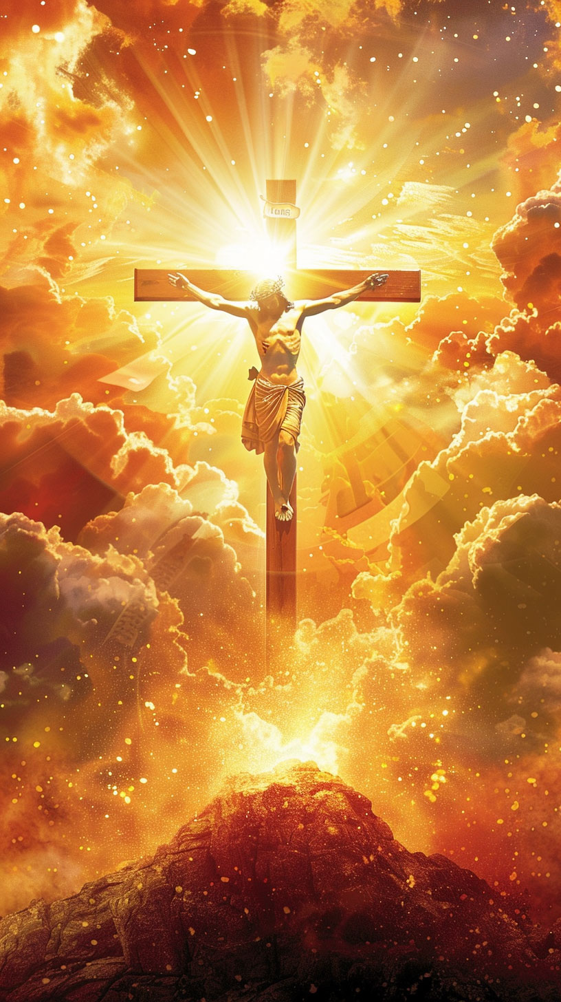 Jesus Christ cross AI wallpaper for iPhone in HD