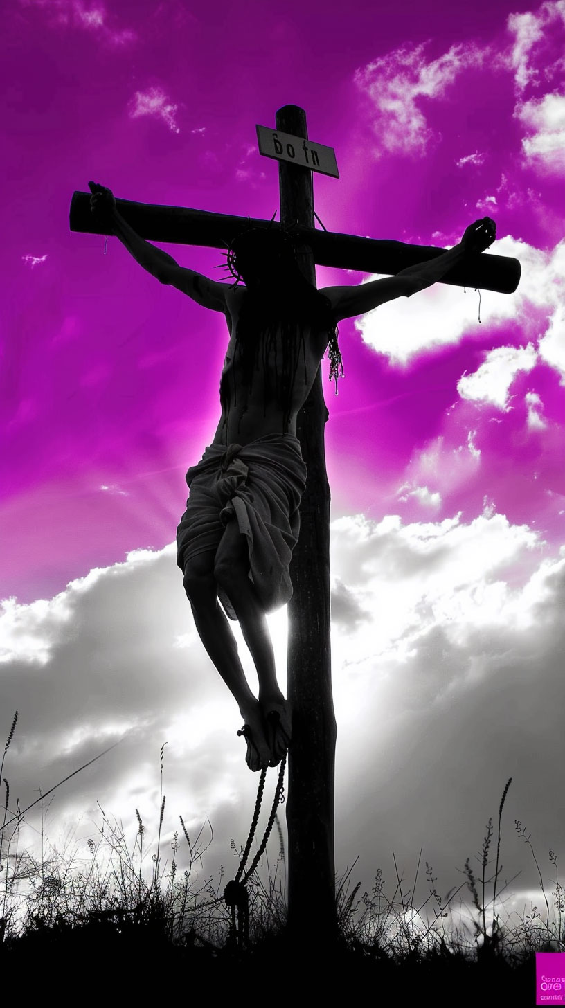 High-resolution Jesus Christ cross AI iPhone wallpaper