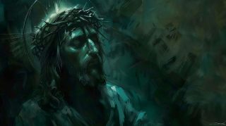 Free dark Jesus Christ AI wallpaper for PC