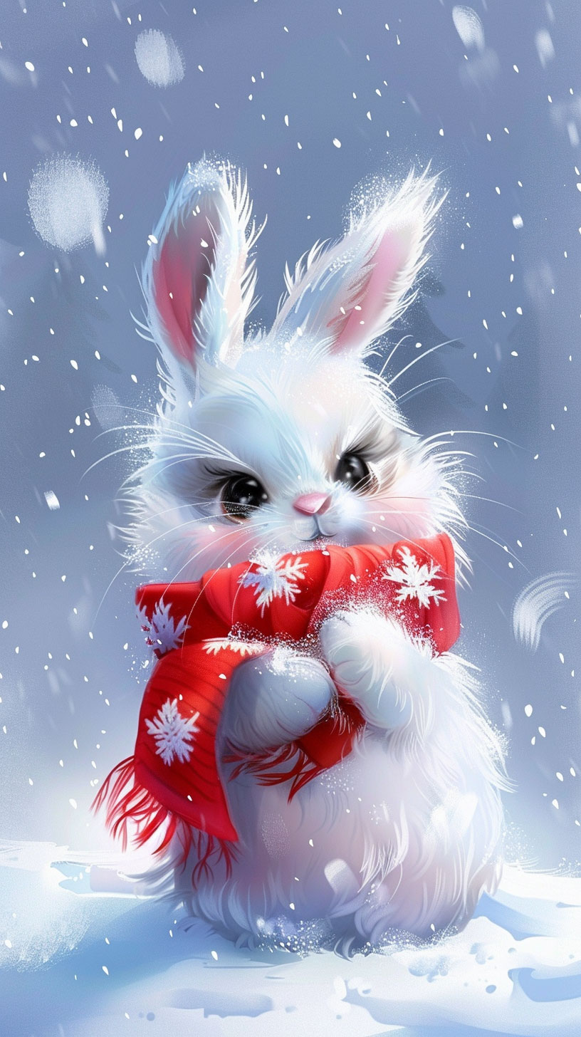 Digital Kawaii Bunny Wallpaper: Cuteness Overload