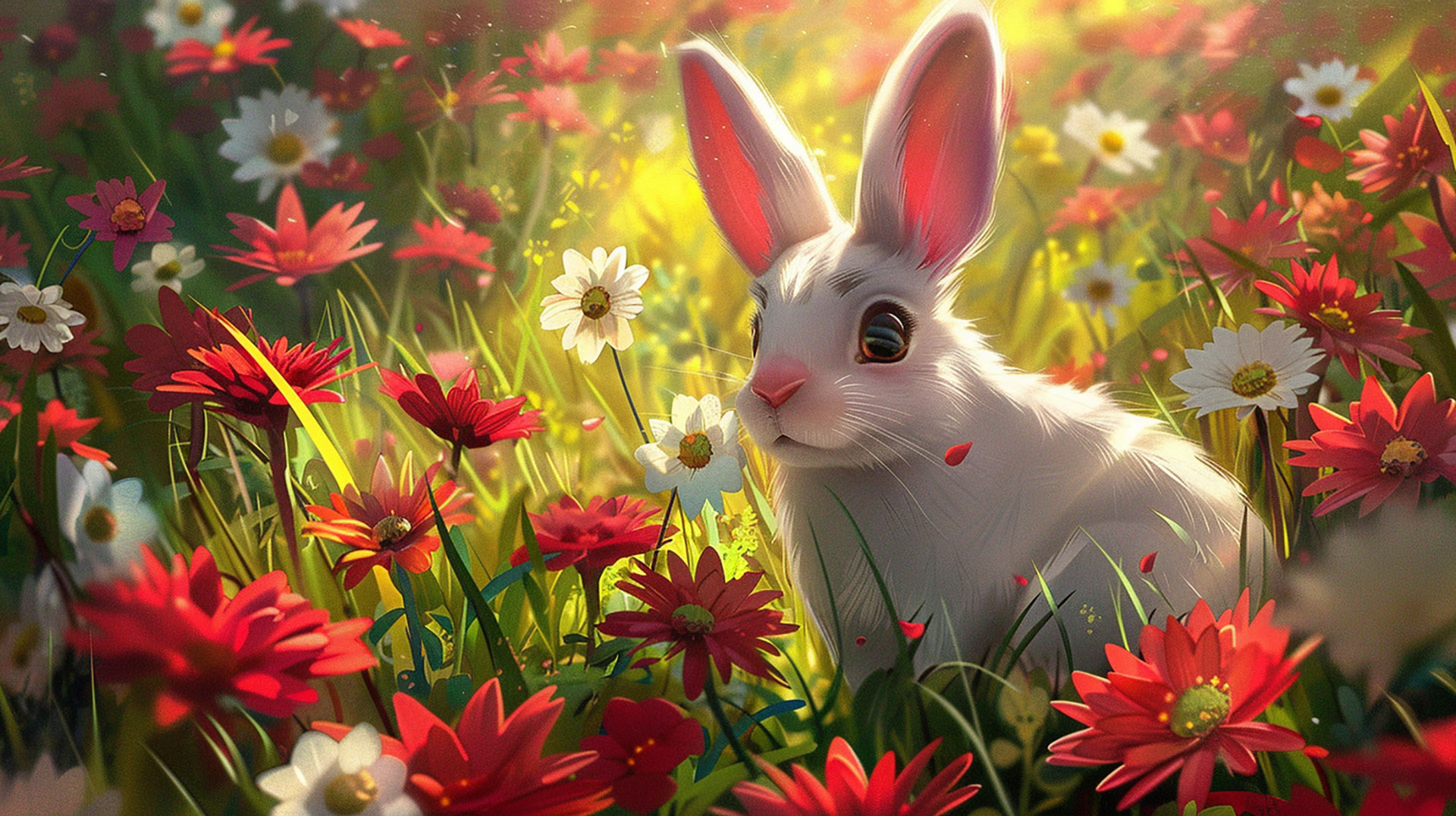 Kawaii Bunny AI Image: 1920x1080 HD Desktop Background