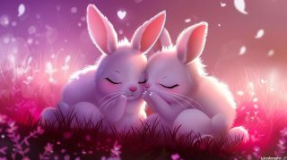 Ultra HD Kawaii Bunny AI Image: Delightful Desktop Wallpaper