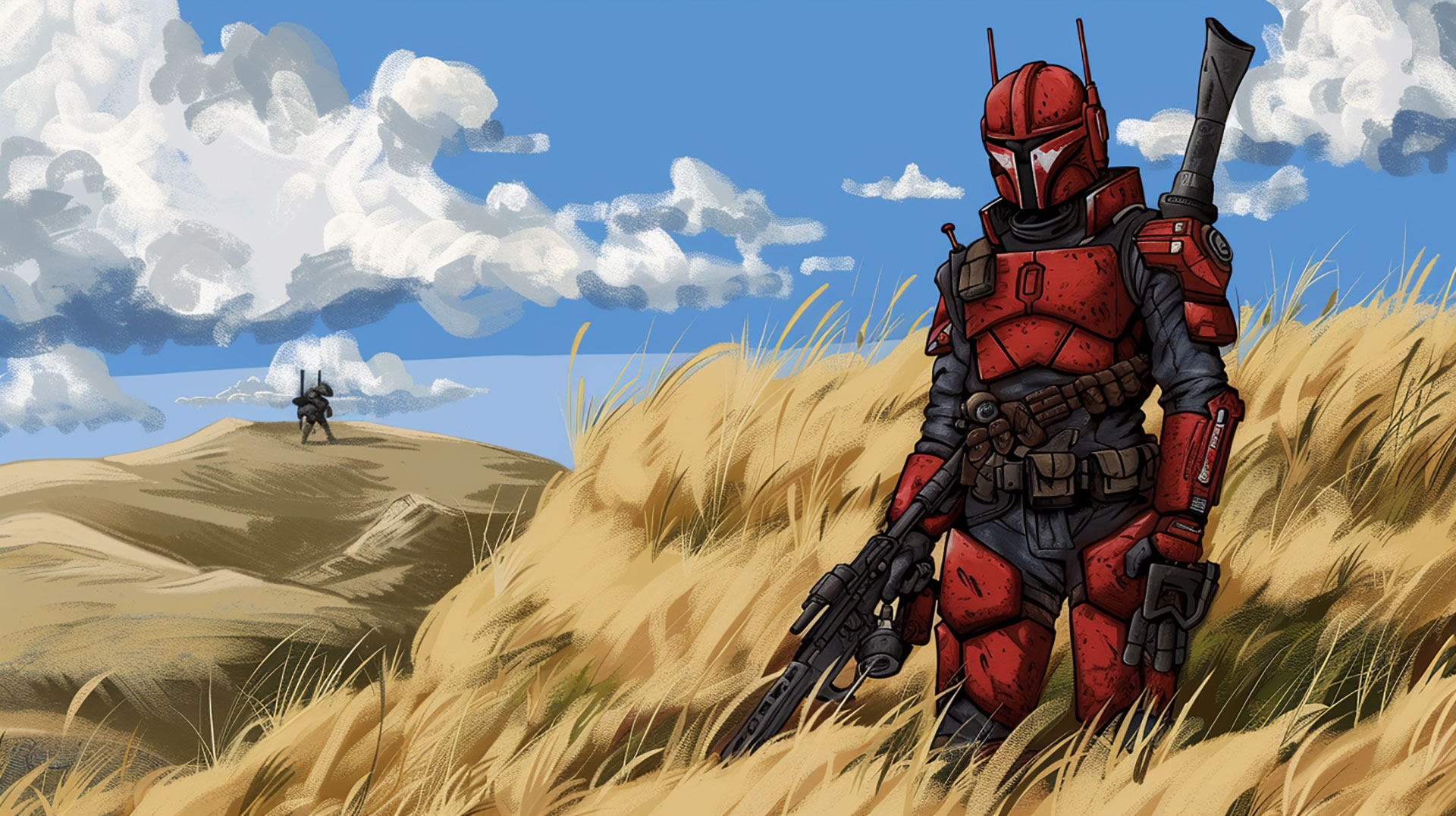 Ultra HD Mandalorian and Grogu AI Digital Background