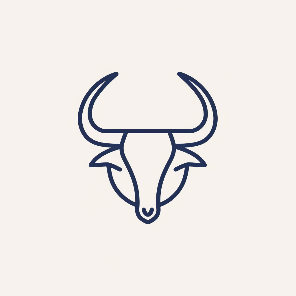 Clean Linear Bull Horns Emblem: Sophisticated Branding