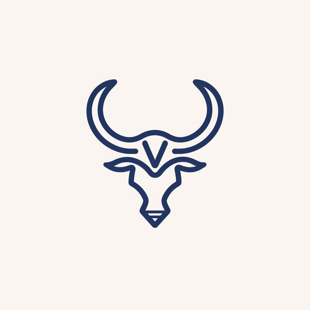 Minimalist Linear Bull Horns Symbol: Streamlined Elegance