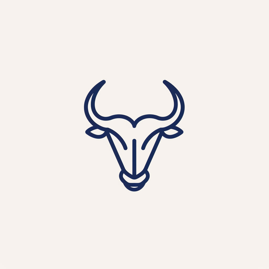 Minimal Linear Bull Horns Logo: Clean and Sharp Design