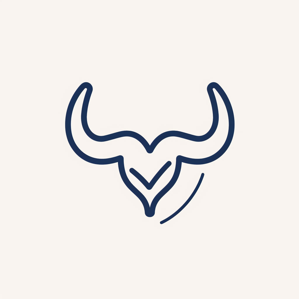 Sleek Minimal Linear Bull Horns Emblem for Modern Brands