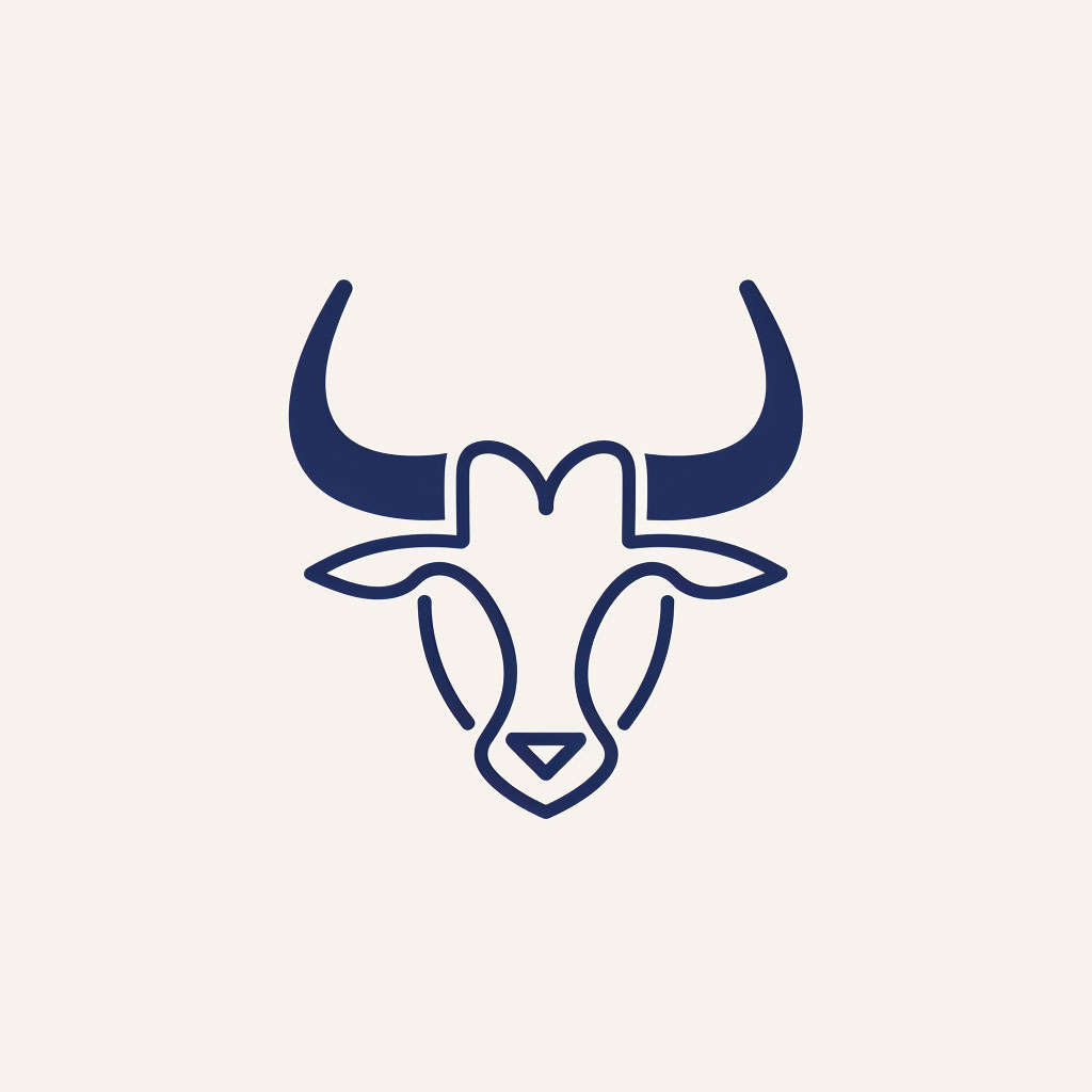 Linear Minimalist Bull Horns Logo: Simple Sophistication