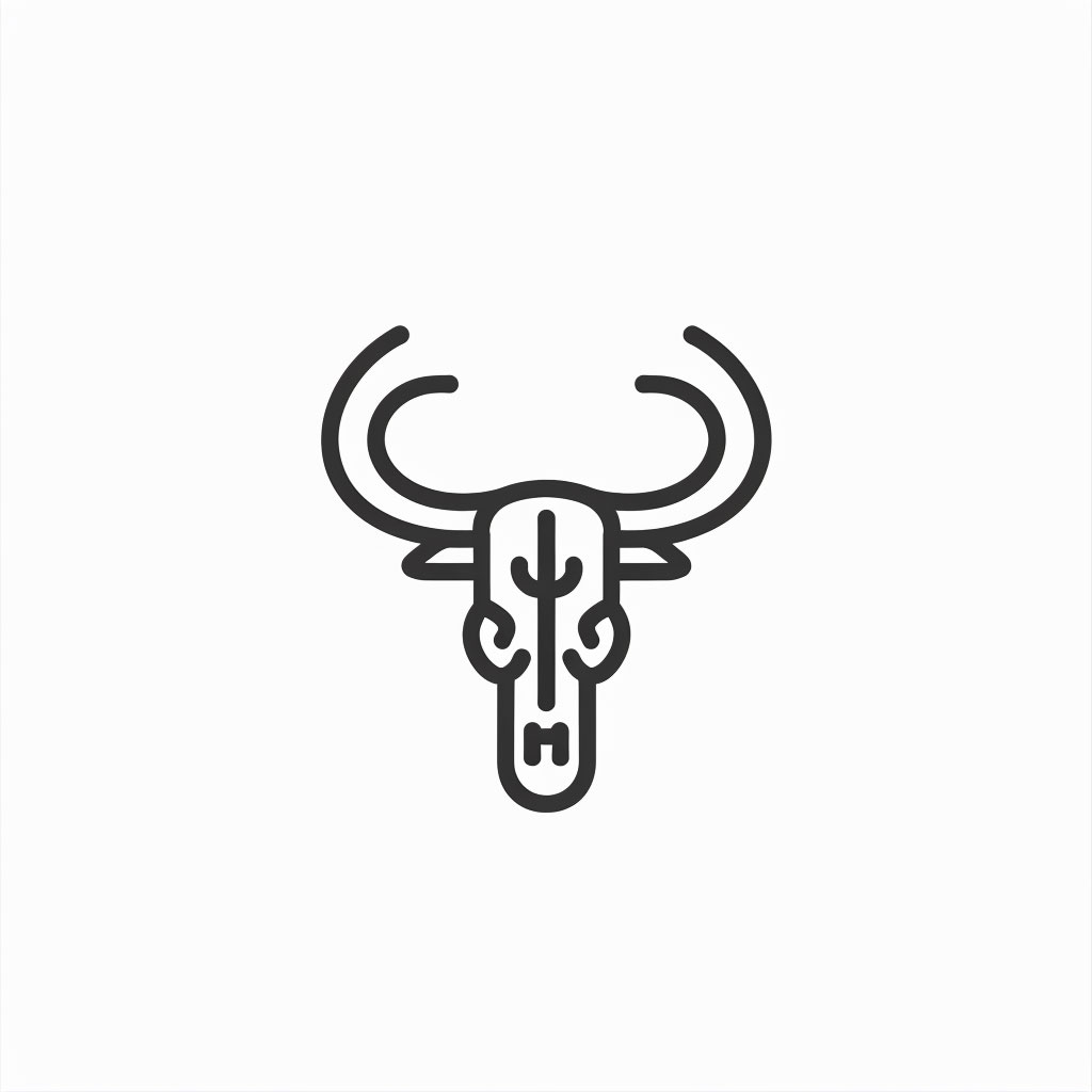 Chic Minimalist Linear Bull Skull Logo in High Resolution