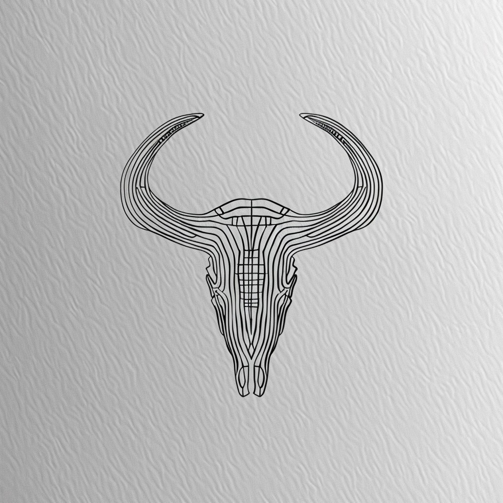 Clean Linear Bull Skull Icon for Streamlined Branding