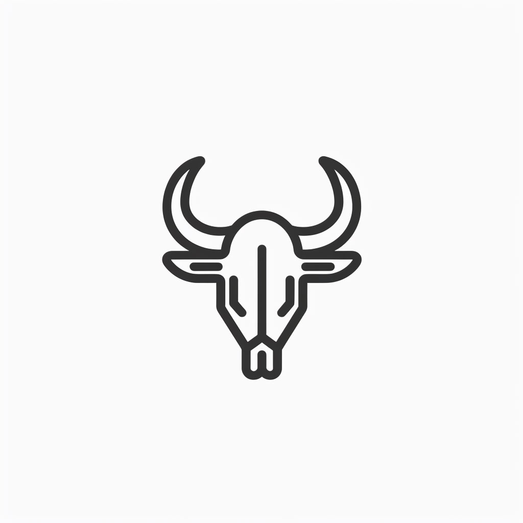 Sleek Linear Bull Skull Symbol for Modern Brands