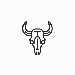 Minimal Linear Bull Skull Logo: Contemporary Design