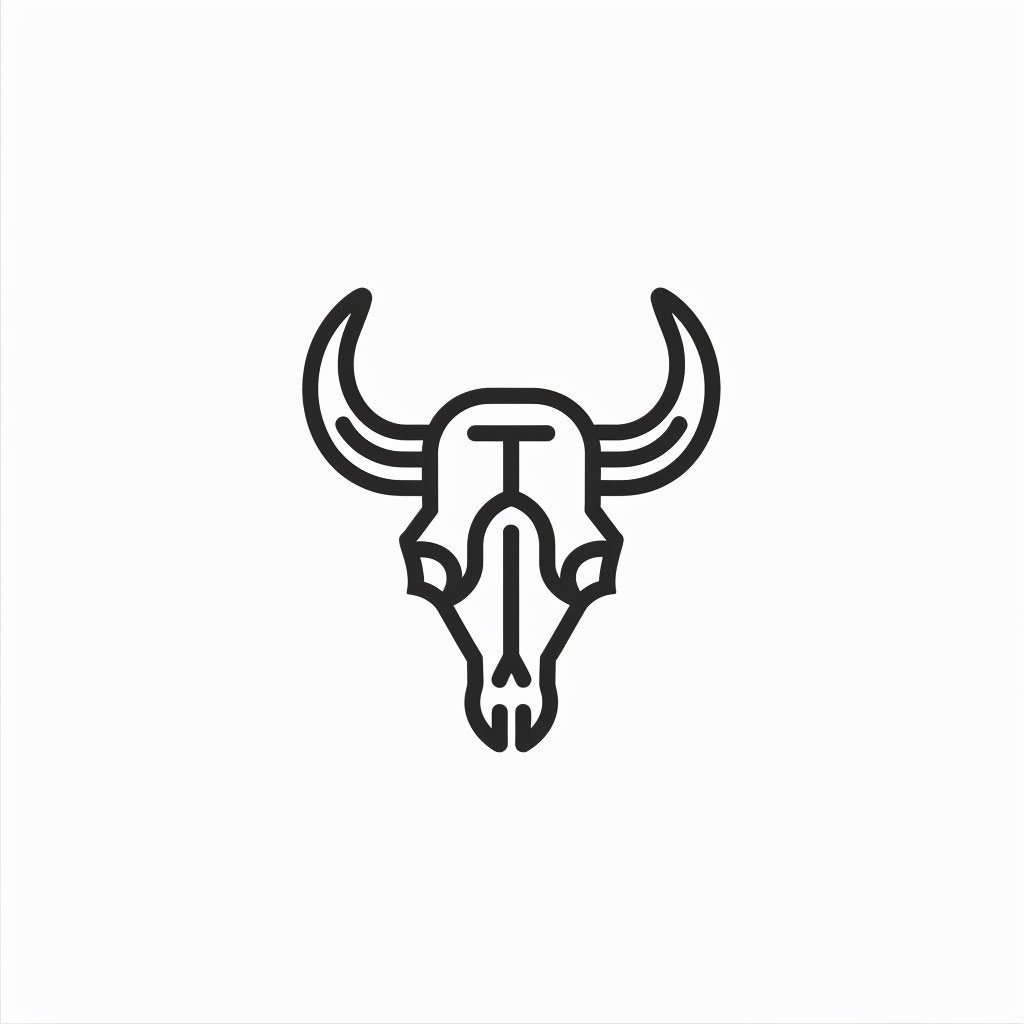 Minimal Linear Bull Skull Logo: Contemporary Design