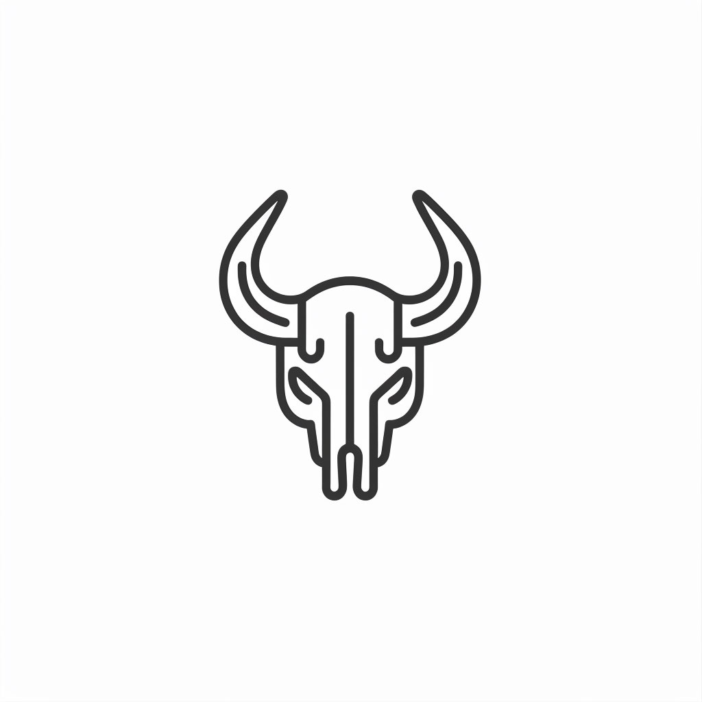 Linear Minimalist Bull Skull Emblem: Clean and Striking