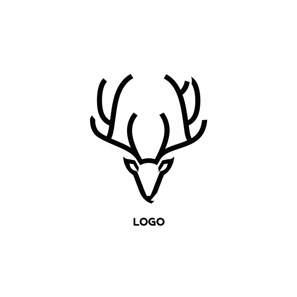 Minimalist Linear Deer Emblem: High-Res Design