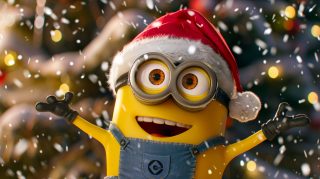 Merry and Bright Minion Christmas Desktop Background