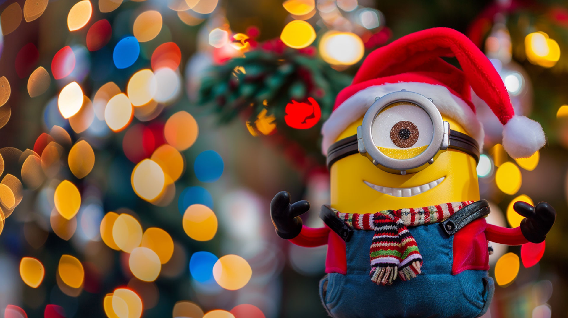 Playful Minion Christmas AI Wallpaper for Desktop Delight