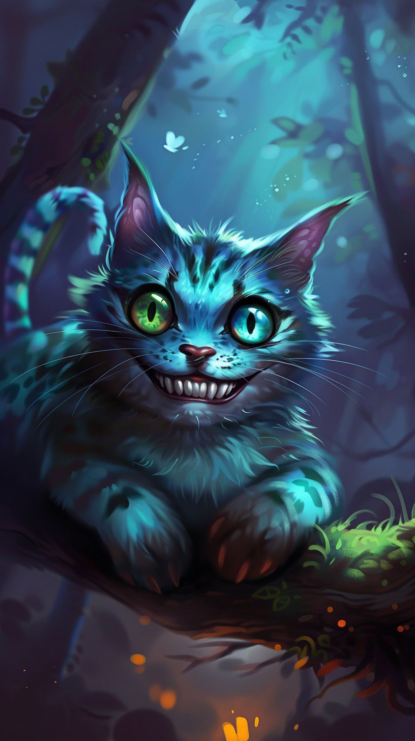 High-Resolution Alice in Wonderland Cat Image for Mobile