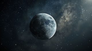 Stellar Constellation: Night Sky Moon and Stars AI Wallpaper