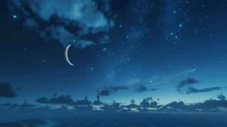 Celestial Symphony: Moon and Stars AI Image