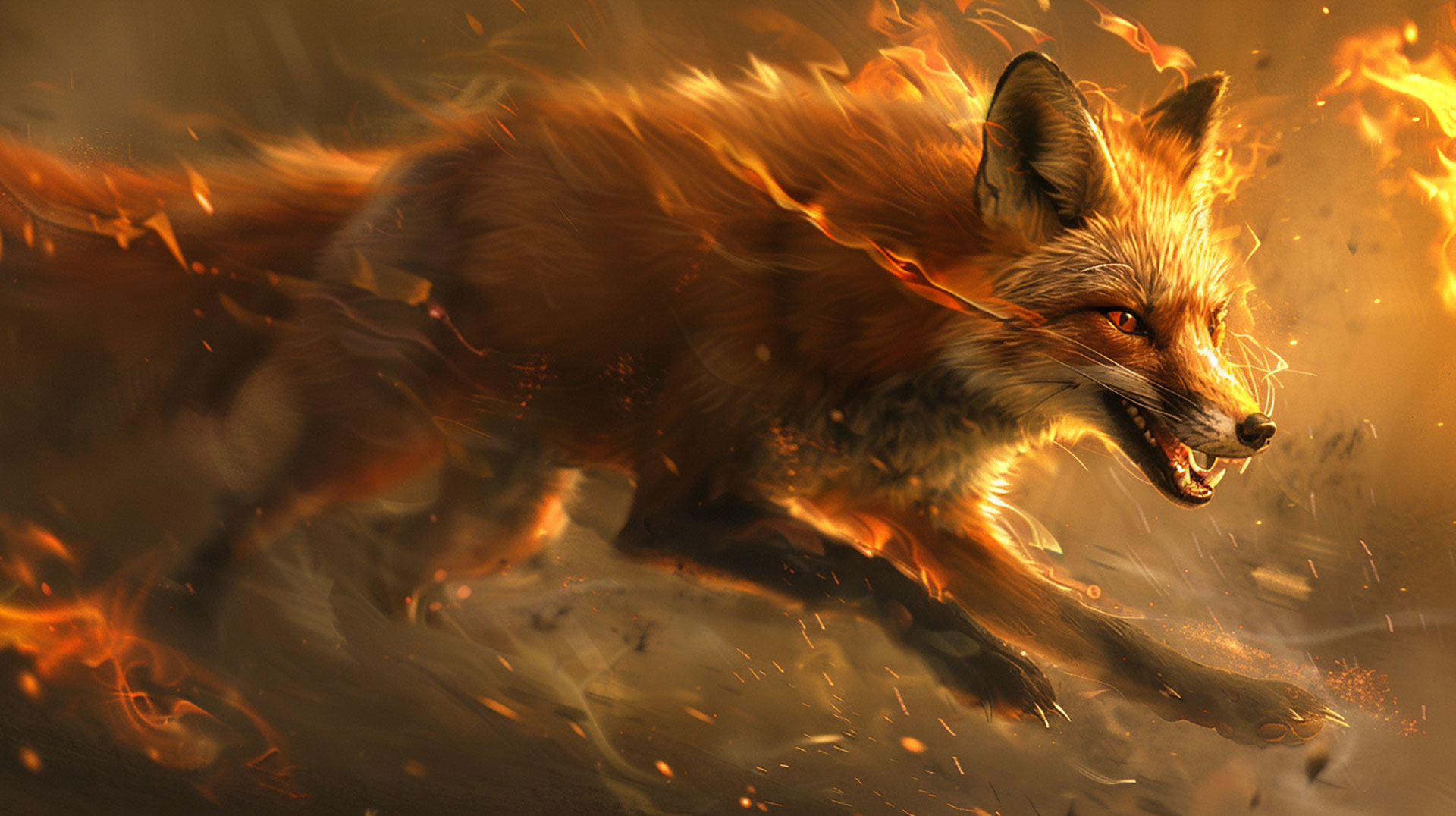 Mythical Nine-Tailed Fox AI Image Wallpaper