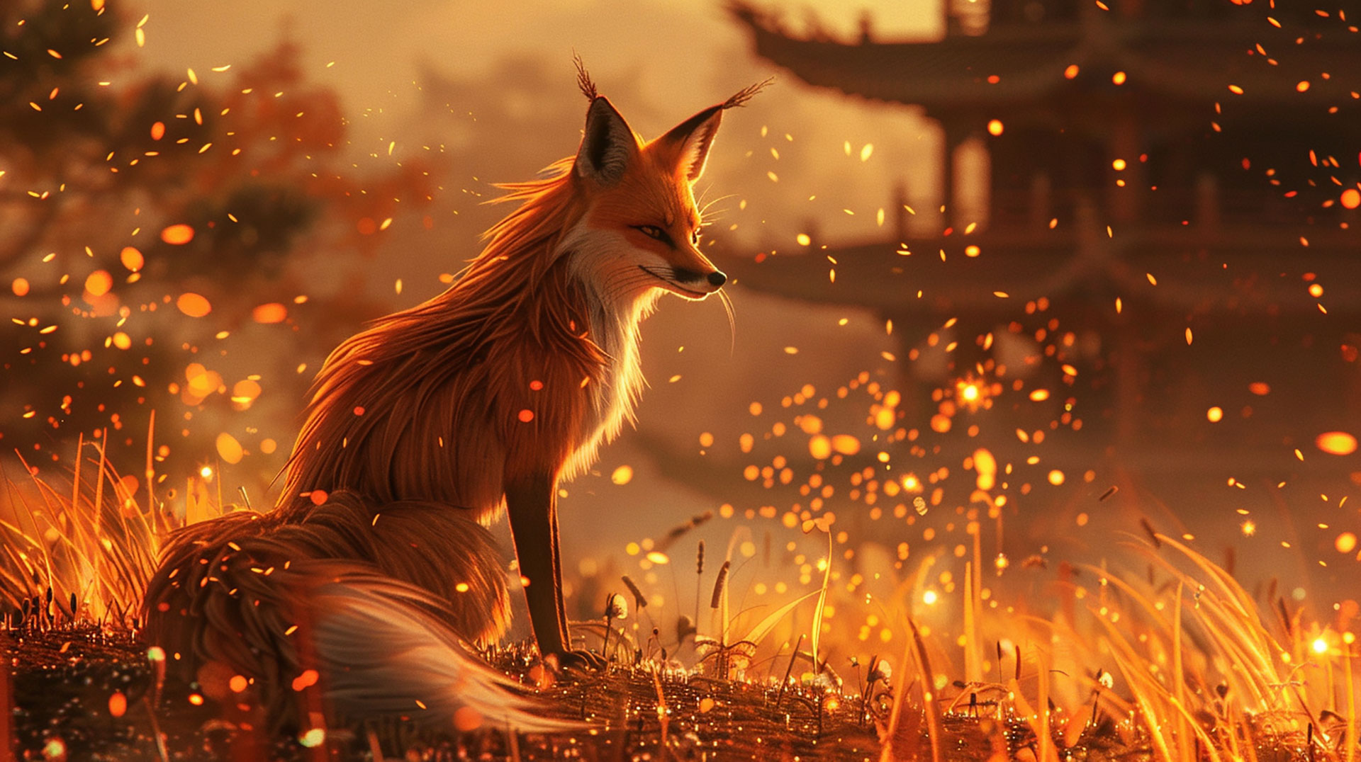 Legendary Nine-Tailed Fox Desktop Background